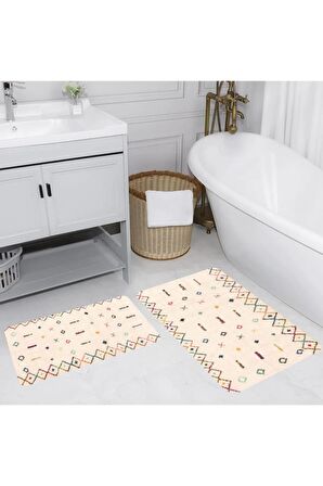 Dijital Baskı Yıkanabilir Kaymaz 2'li Banyo Paspası  RVG5189