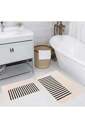 Dijital Baskı Yıkanabilir Kaymaz 2'li Banyo Paspası  RVG5190