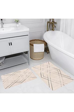 Dijital Baskı Yıkanabilir Kaymaz 2'li Banyo Paspası  RVG5191