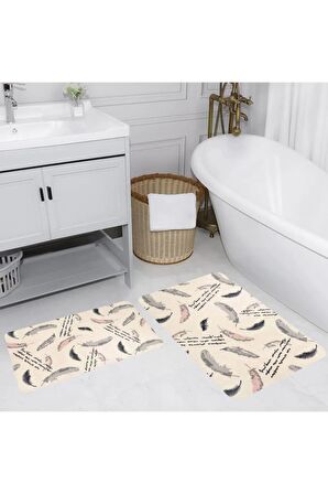 Dijital Baskı Yıkanabilir Kaymaz 2'li Banyo Paspası  RVG5209