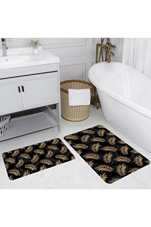Dijital Baskı Yıkanabilir Kaymaz 2'li Banyo Paspası  RVG5219