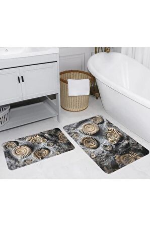Dijital Baskı Yıkanabilir Kaymaz 2'li Banyo Paspası  RVG5245
