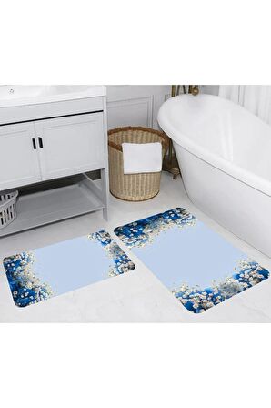 Dijital Baskı Yıkanabilir Kaymaz 2'li Banyo Paspası  RVG5249