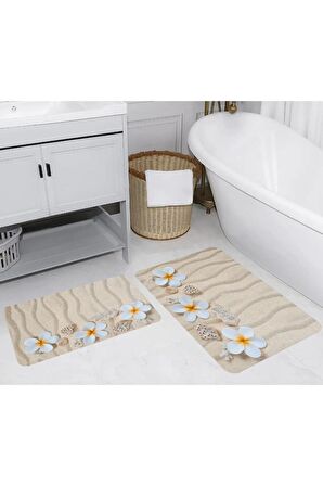 Dijital Baskı Yıkanabilir Kaymaz 2'li Banyo Paspası  RVG5254