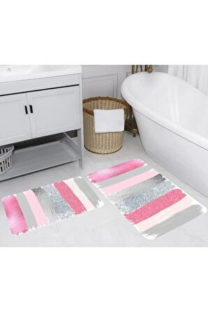Dijital Baskı Yıkanabilir Kaymaz 2'li Banyo Paspası  RVG5261