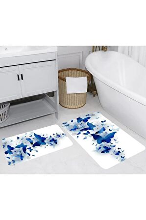 Dijital Baskı Yıkanabilir Kaymaz 2'li Banyo Paspası  RVG5267