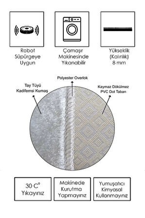 Dijital Baskı Yıkanabilir Kaymaz Taban Yuvarlak Halı RVG7012