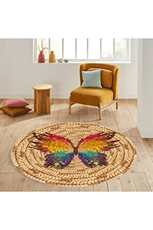 Dijital Baskı Yıkanabilir Kaymaz Taban Yuvarlak Halı RVG7062-SD331