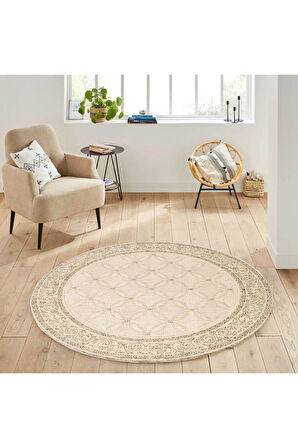 Dijital Baskı Yıkanabilir Kaymaz Taban Yuvarlak Halı RVG7154