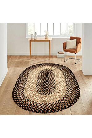 Dijital Baskı Yıkanabilir Kaymaz Taban Oval Halı RVG7180