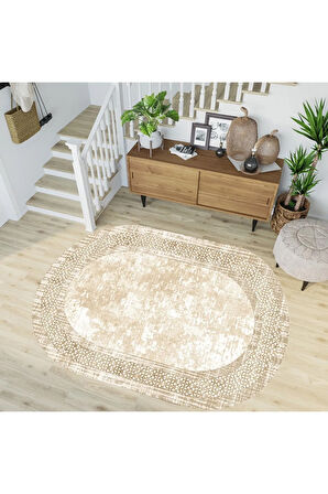 Dijital Baskı Yıkanabilir Kaymaz Taban Oval Halı RVG7199-SD753