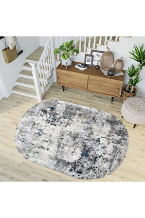 Dijital Baskı Yıkanabilir Kaymaz Taban Oval Halı RVG7210-SD1123