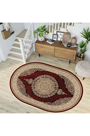 Dijital Baskı Yıkanabilir Kaymaz Taban Oval Halı RVG7226-HT997