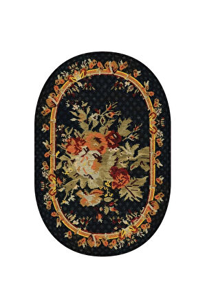 Dijital Baskı Yıkanabilir Kaymaz Taban Oval Halı RVG7269-HT452