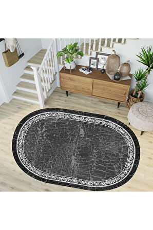 Dijital Baskı Yıkanabilir Kaymaz Taban Oval Halı RVG7272-HY939