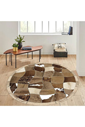 Dijital Baskı Yıkanabilir Kaymaz Taban Yuvarlak Halı RVG7293-HT1225