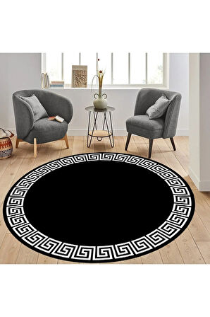 Dijital Baskı Yıkanabilir Kaymaz Taban Yuvarlak Halı RVG7302-HS417