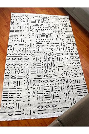 Rovigo Home Modern Şönil Dokuma Halı Yolluk ÇTR SR-Beyaz