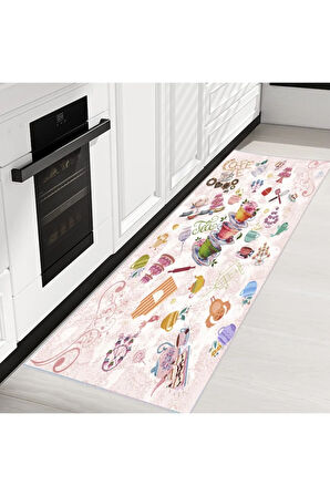 Dijital Baskı Yıkanabilir Kaymaz Taban Mutfak Halısı RVG2033-HT776