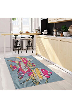 Dijital Baskı Yıkanabilir Kaymaz Taban Mutfak Halısı RVG2044