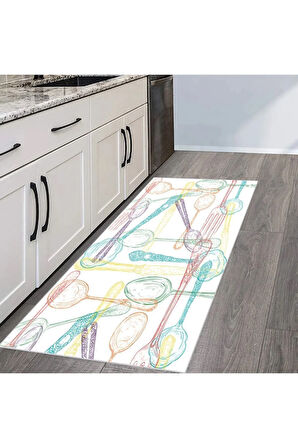 Dijital Baskı Yıkanabilir Kaymaz Taban Mutfak Halısı RVG2092-SD034