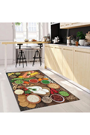 Dijital Baskı Yıkanabilir Kaymaz Taban Mutfak Halısı RVG2103-SD261