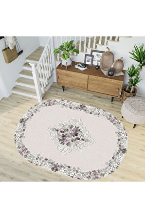 Dijital Baskı Yıkanabilir Kaymaz Taban Oval Salon Halısı Rvg7205-sd404