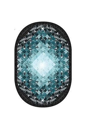 Dijital Baskı Yıkanabilir Kaymaz Taban Oval Salon Halısı Rvg7232-sd1023