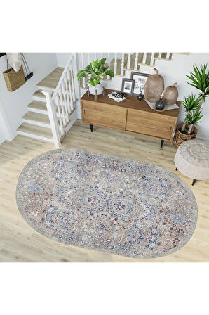 Dijital Baskı Yıkanabilir Kaymaz Taban Oval Salon Halısı Rvg7245-sd1124