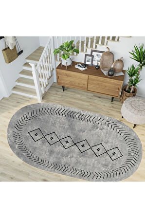 Dijital Baskı Yıkanabilir Kaymaz Taban Oval Salon Halısı Rvg7258-ht962