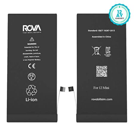 Rova iPhone 12 Mini Batarya 2227 mAh