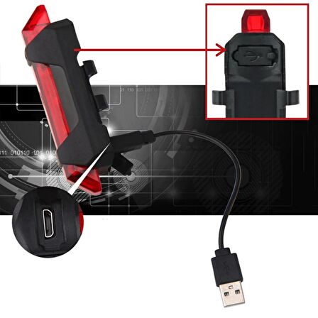 River World Bisiklet Led Lamba Su Geçirmez Şarj Edilebilir Usb Parlak Güvenlik Uyarı Arka Lamba Işığı