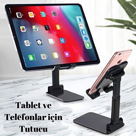 River World Siyah Aynalı Cep Telefonu Sabitleyici Stand Katlanabilir Ayarlanabilir Telefon Standı