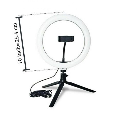 River World 10inç 26cm Sosyal Medya Selfie  Stüdyo Video Fotoğraf Ring Light  Tripod Led Halka Işık