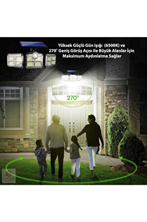 River World 122 ledli Kumandalı ve Hareket Sensörlü Güneş Enerjili Solar Bahçe Aydınlatma Lamba