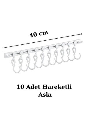 River World Kendinden Yapışkanlı 10 Kancalı Askı (40 cm)