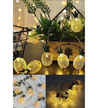 River World 2 Kademeli 10 Ledli 2 Metrelik Pilli Led Işık Ananas Model
