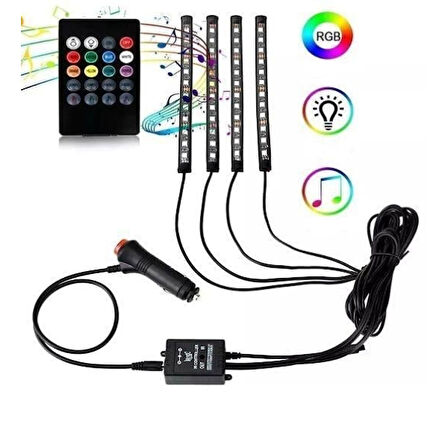 River World Sese Duyarlı Araba Ayak Altı 4'lü Şerit Led  