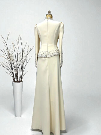  KREP TAŞ DETAYLI ABİYE ZARİF