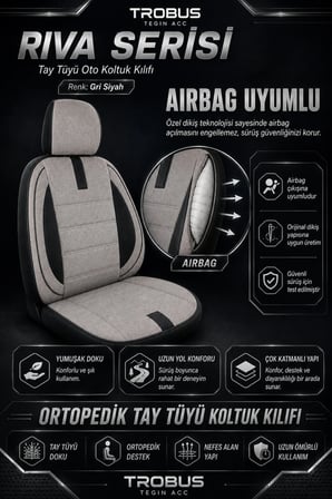 Peugeot 301 2018 Uyumlu Riva Serisi 2+1 Ticari Gri Siyah Ortopedik Koltuk Kılıfı