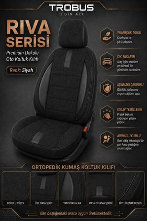 Peugeot 301 2018 Uyumlu Riva Serisi 2+1 Ticari Siyah Ortopedik Koltuk Kılıfı