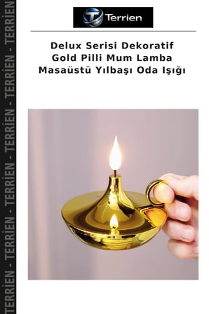 Delux Serisi Dekoratif Gold Pilli Mum Lamba Masaüstü Yılbaşı Oda Işığı