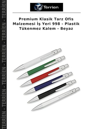 Premium Klasik Tarz Ofis Malzemesi İş Yeri 998 - Plastik Tükenmez Kalem - Beyaz