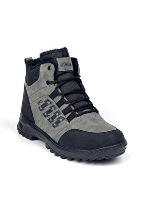 Erkek Füme Fermuarlı Bağcıklı Outdoor Suya Soğuğa Dayanıklı Rahat İçi Kürklü Trekking Kışlık Bot