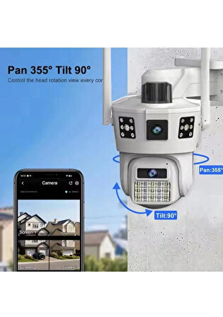 3 Kameralı 4g Sim Kart İle Ve 12 Volt Adaptör İle Çalışan 9mp Telefona Kurulan Güvenlik Kamerası