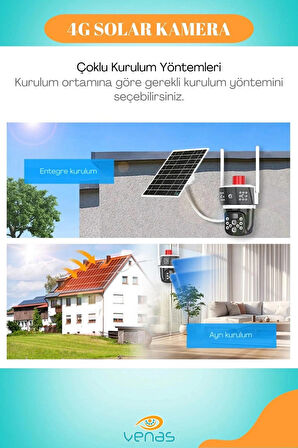 Solar Panel Dahil 4G Destekli 10x Zoom Full HD Çift Lens Akıllı Güvenlik Kamerası