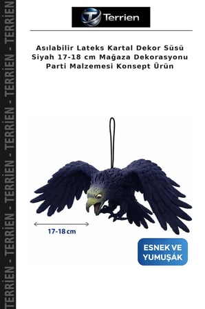 Asılabilir Lateks Kartal Dekor Süsü Siyah 17-18 cm Mağaza Dekorasyonu Parti Malzemesi Konsept Ürün