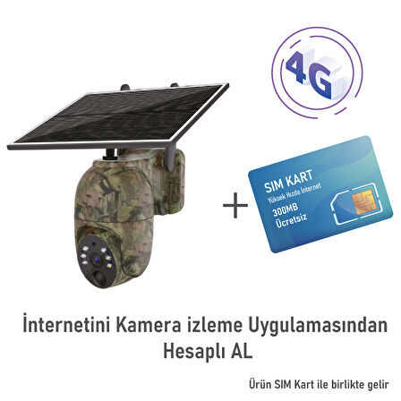 RXR C29 4G Sim Kartı Destekli 4G Sim Kartlı Kamuflaj Solar Kamera