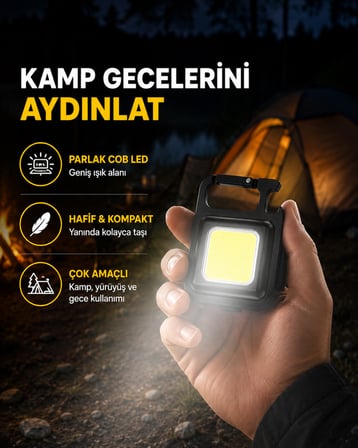 USB Type-C Şarjlı Mini Fener – Manyetik, Katlanabilir ve Şişe Açacaklı Tasarım Yeni Nesil