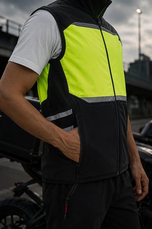 Reflektörlü Softshell Motosiklet Ve Iş Güvenliği Yeleği
